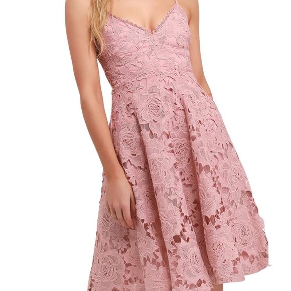 Lulu’s Nora Lee Dusty Rose Sleeveless Lace Midi Barbiecore Dress size S - Picture 13 of 14